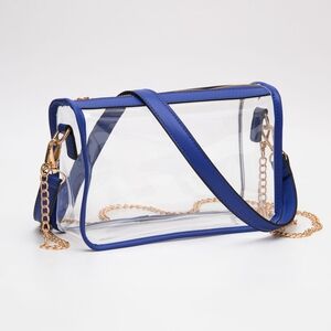 Blue Clear Transparent Crossbody Bag Purse Rectangle Casual Womens Accessory